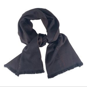 NWT Versace Wool Scarf Black Burgundy Brown